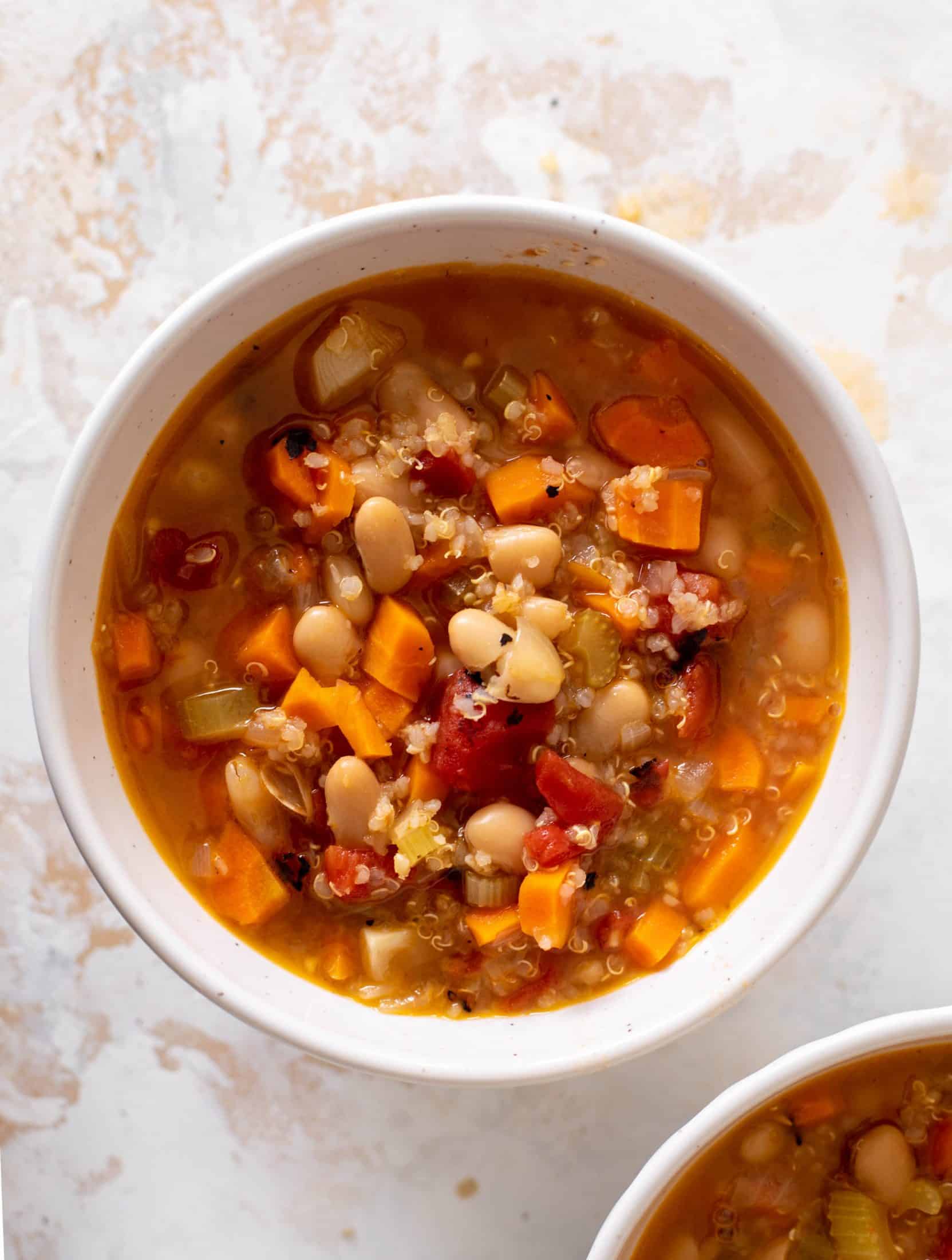 fire roasted quinoa white bean soup