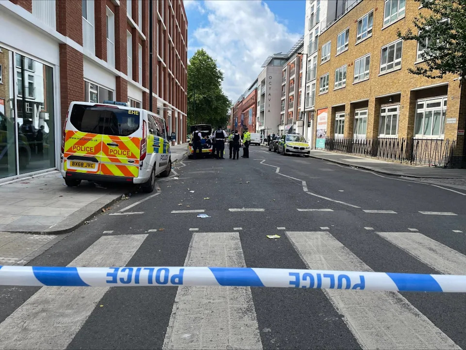Police cordoned off the area near Emslie Horniman's Pleasance Park, near Ladbroke Grove, following the shooting at a family fun day (Rosie Shead/PA Wire)