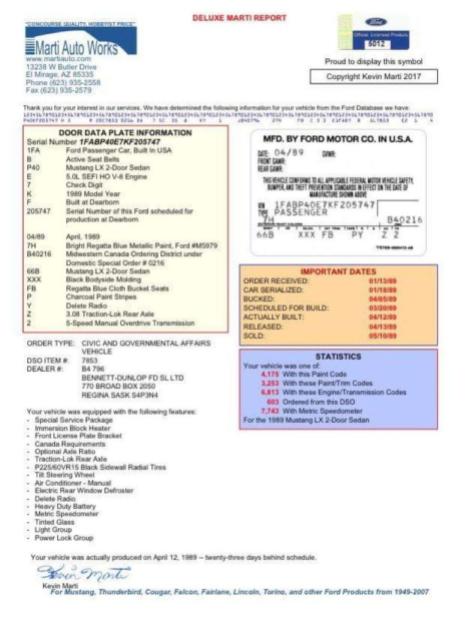 1989 Ford Mustang LX Notchback 5.0 SSP 5-Speed