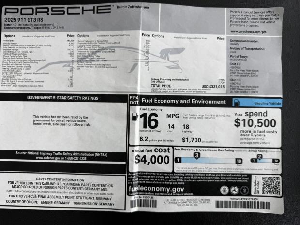 2025 Porsche 911 GT3 RS Weissach