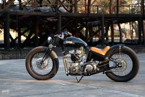 Vintage bobber built from Triumph, BSA and Yamaha parts