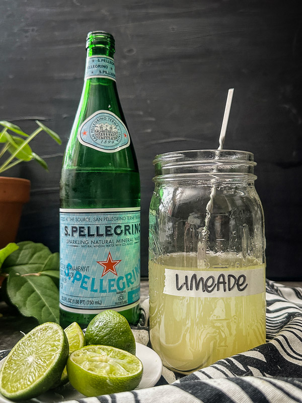 Homemade Sparkling Limeade with fresh lime juice and simple syrup. A bright, sweet-tart citrus drink and easy dupe for Sol Food sparkling limeade.