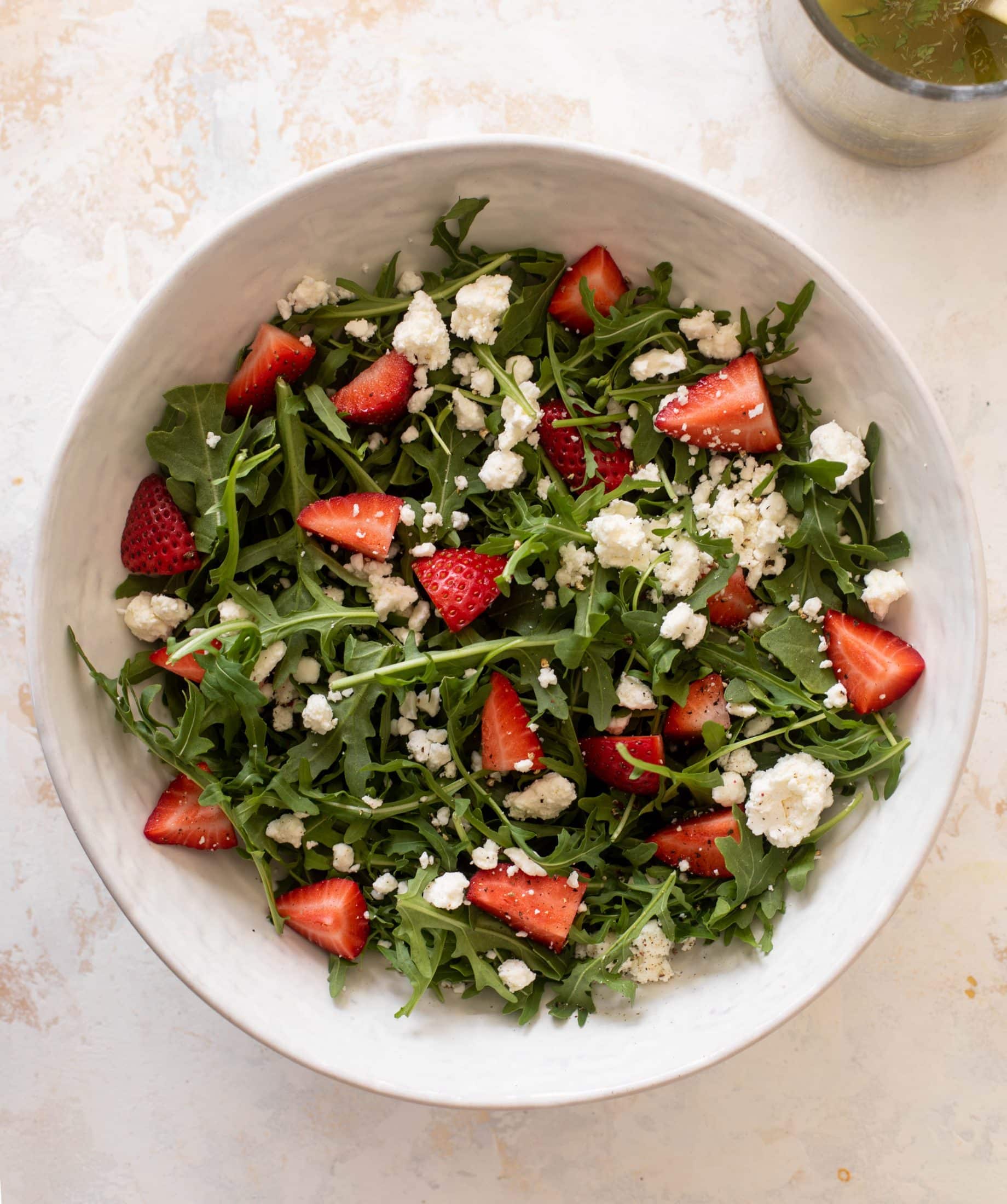 strawberry pistachio salad with crispy chicken