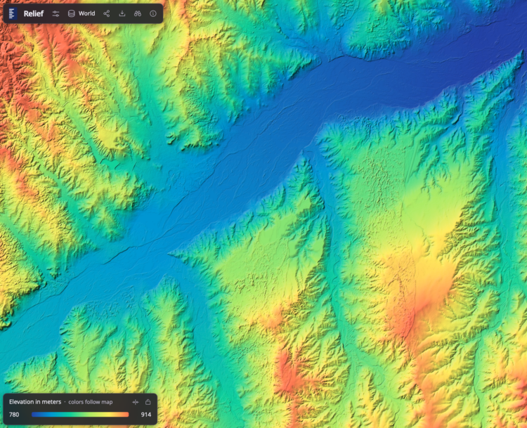 Elevation map of the world