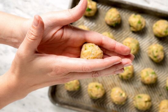 Rolling southwest turkey meatballs.