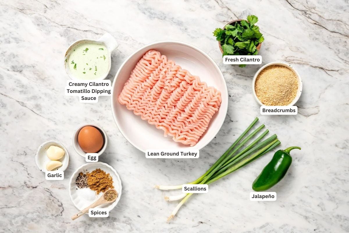 Ingredients for Baked Southwest Turkey Meatballs.
